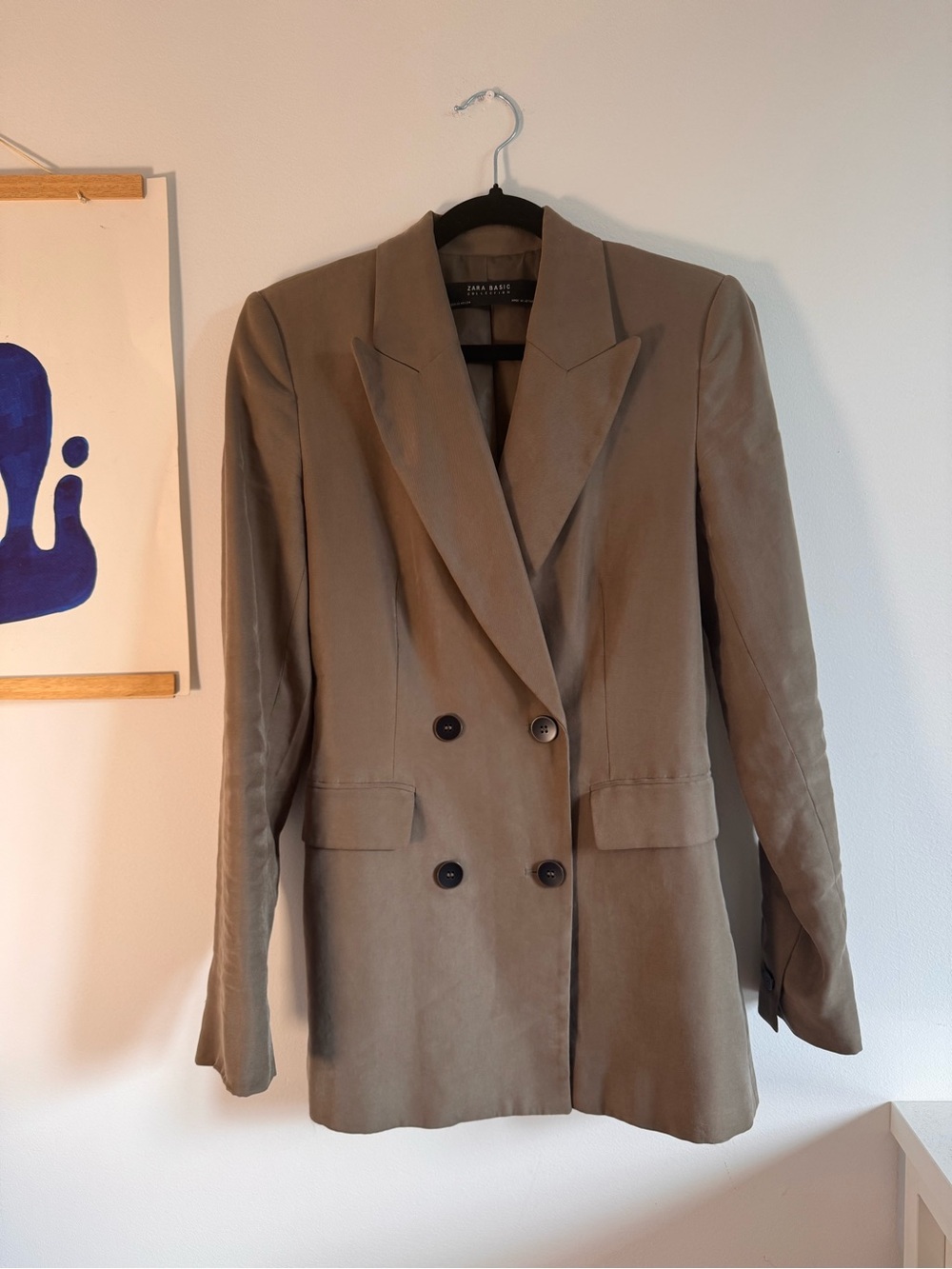 Zara Double-Breasted Taupe Blazer